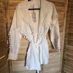 White Fringed Wrap Blouse